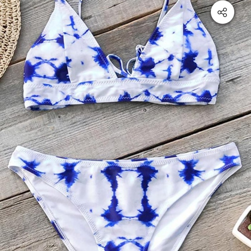Blue & white tie die bikini